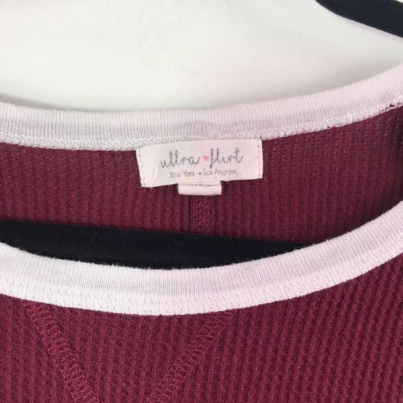 Ultra Flirt Dark Wine Ribbed Texture Long Sleeve - Picture 4 of 6